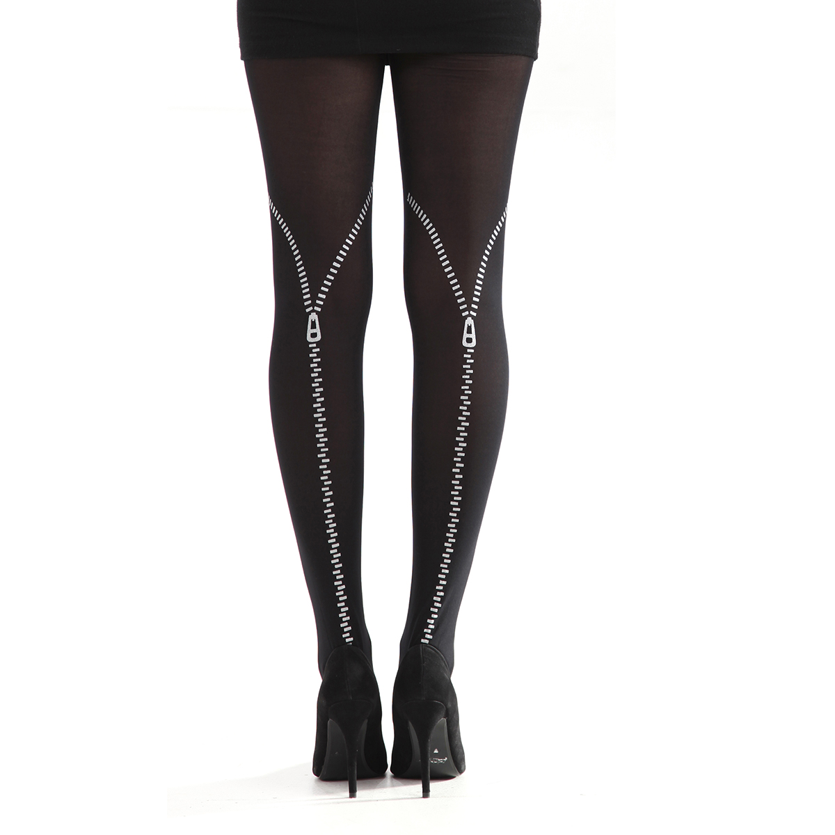 Nylon Strumpfhose Zip-Silber
